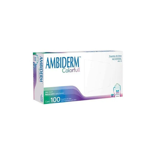 Guante De Látex Ambiderm Colorfull Color Surtido Con Polvo Sí Talla M Unidades Por Envase 100