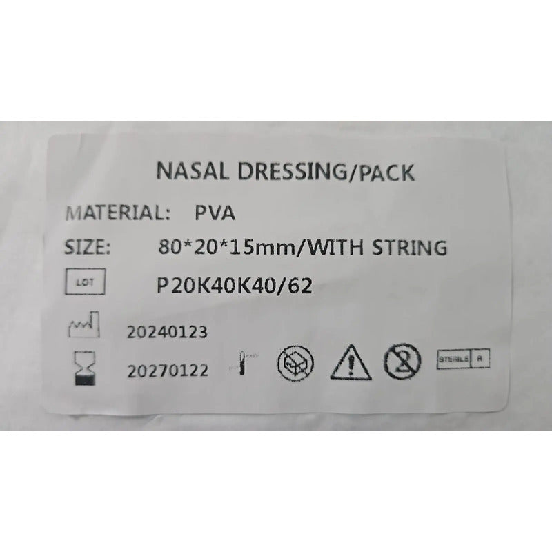 Tapon Nasal Merocel Tubo Para Via Aerea Varios Tipos 8cm Sin Ventilacion C/alambre Generico