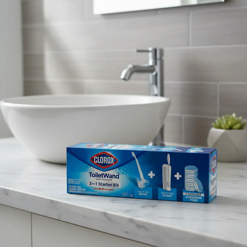 Cepillo De Baño Primium Clorox Toiletwand 6 Refills Con Base Blanco