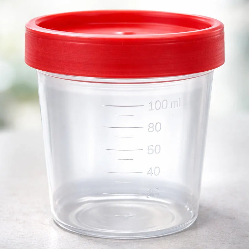 Vaso Recolector De Orina Esteril Por Pieza Tapa Roja