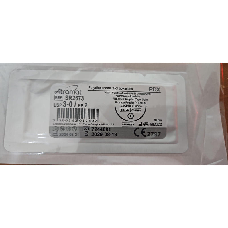Sutura Pdx 3-0 Redondo 26mm Polidioxanona Pds Atramat Sr2673 Gris