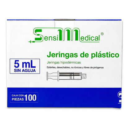 Jeringas Plastico 5ml Luer Lock 100 Unidades Sensi Medical Esteril 5 Ml