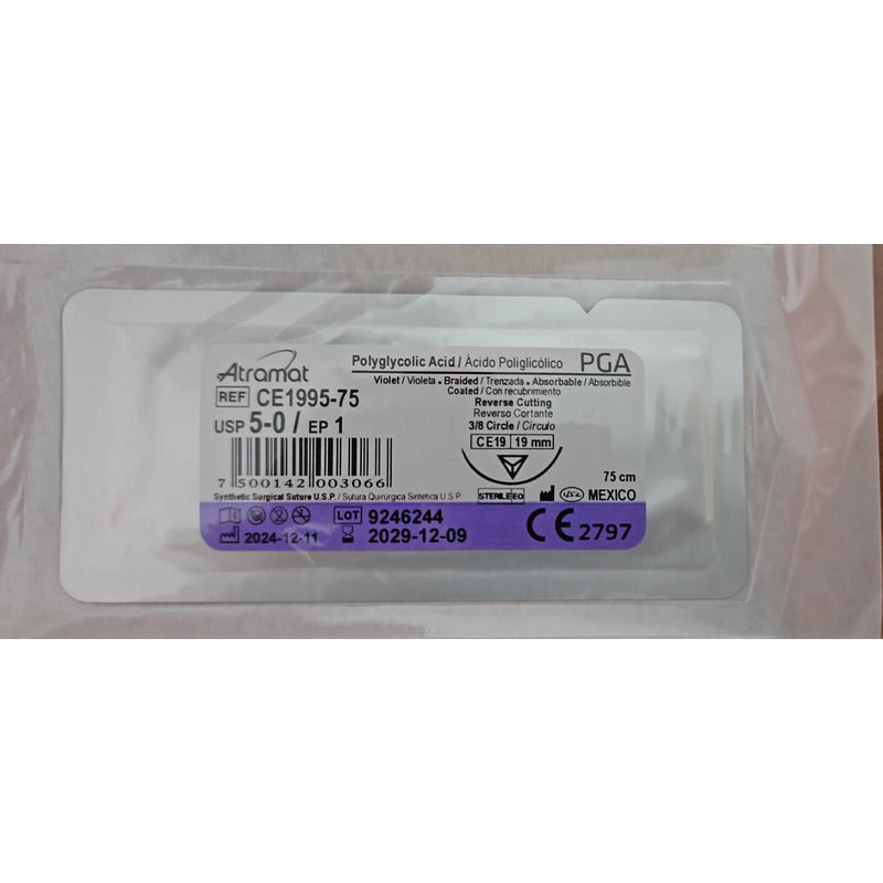Sutura Atramat 5-0 Reverso Cortante Pga Ce1995-75 Lila