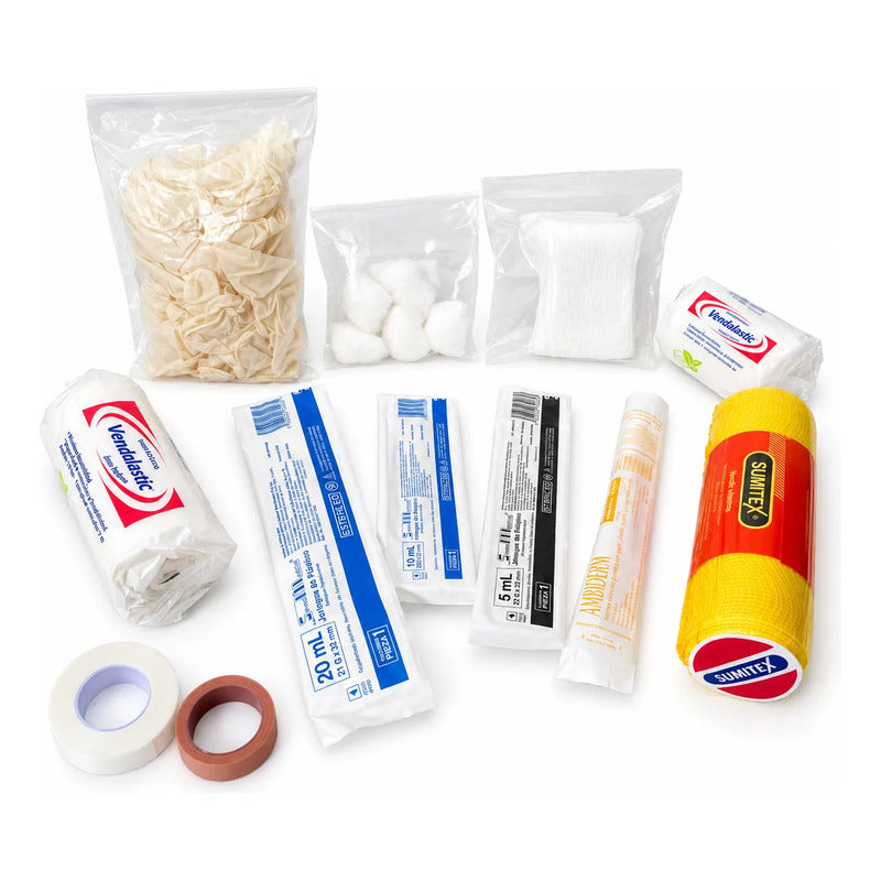 Kit De Curación Médico Con Jeringas, Gasas, Vendas Y Guantes Beige