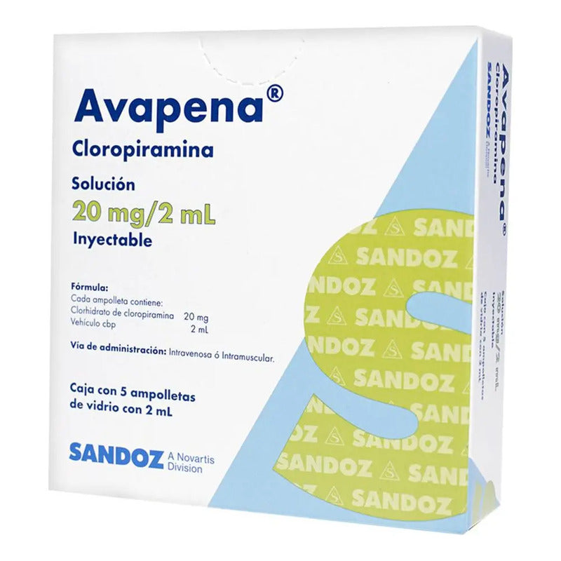 Avapena Solución Inyectable 20 Mg/2 Ml, 5 Ampolletas 2 Ml