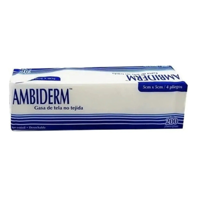 Gasas Ambiderm Tela 4 Capas Paquete Con 200 Piezas 5x5cm