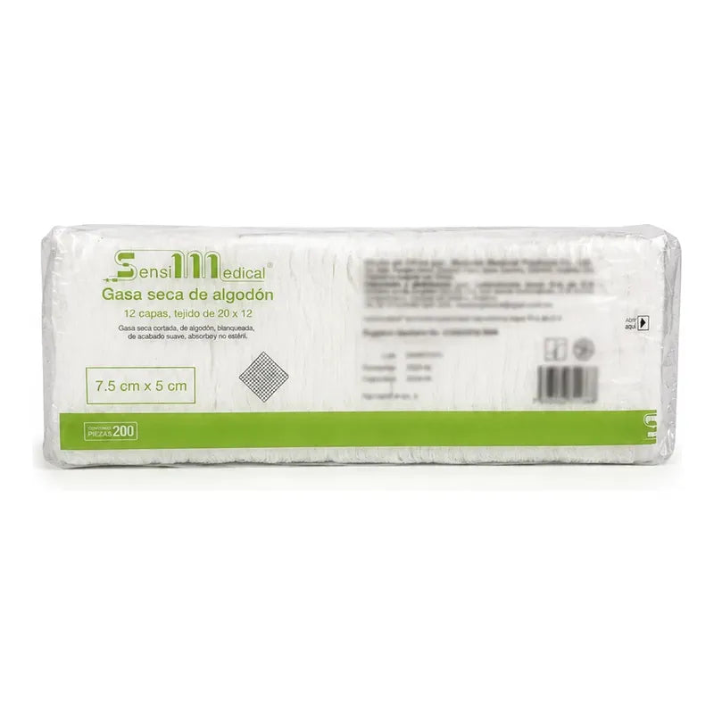 1000 Gasas De Algodón No Estéril 7.5x5cm Sensimedical Beige