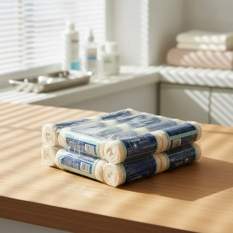 Galia Textil | 12 Vendas Elásticas De Algodón 15 Cm X 5 M Beige