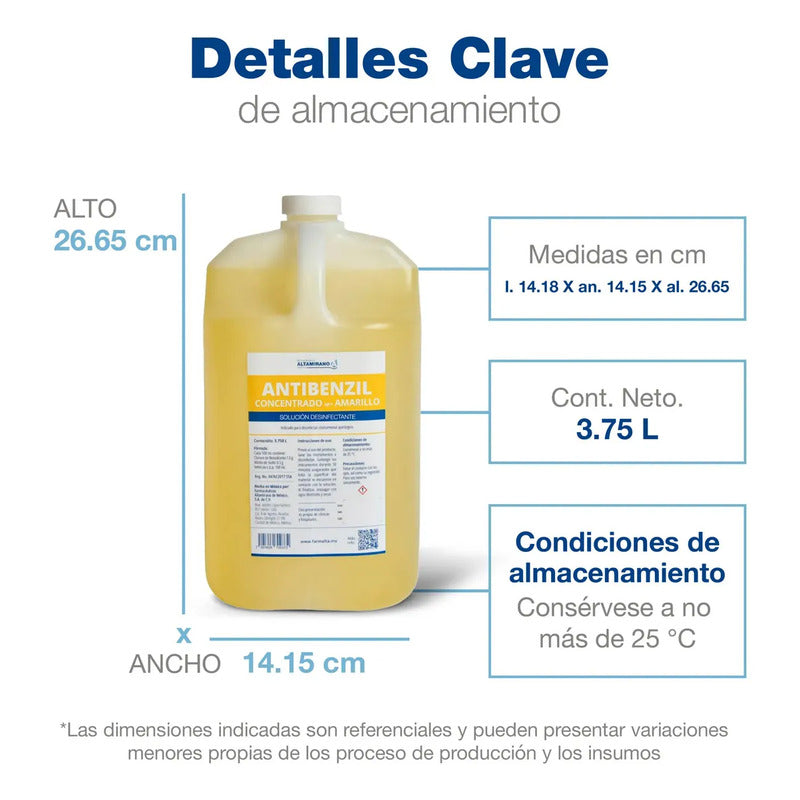 Antibenzil Concentrado Nf Amarillo 3.750 L Solución Desinfectante - Exclusivo Para Profesionales De La Salud. Farmacéuticos Altamirano