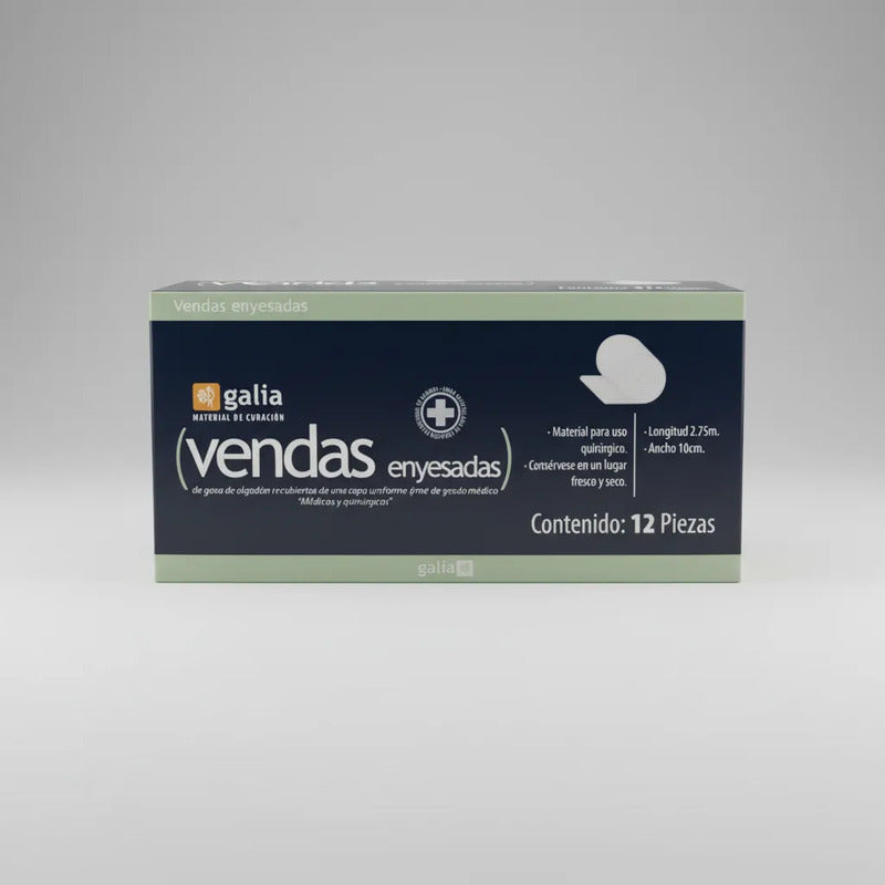 Venda Enyesada Galia 10cm C/12pzas Uso Medico Profesional Blanco
